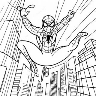 Spiderman Swinging Through City Coloring Page 60843-48965