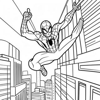 Spiderman Swinging Through City Coloring Page 60843-48966