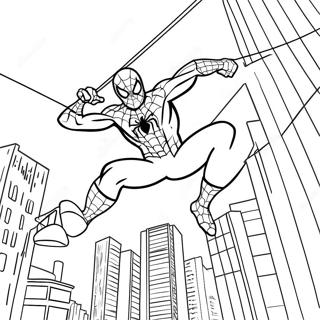 Spiderman Swinging Through City Coloring Page 60843-48968