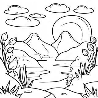 Calm Nature Scene Coloring Page 60882-48994