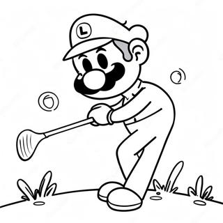 Luigi Swinging Golf Club Coloring Page 60983-49065