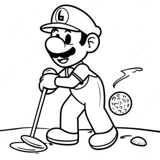 Luigi Swinging Golf Club Coloring Page 60983-49066