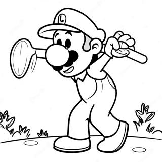 Luigi Swinging Golf Club Coloring Page 60983-49067