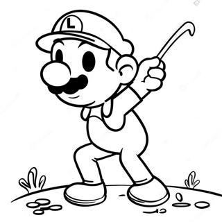 Luigi Swinging Golf Club Coloring Page 60983-49068