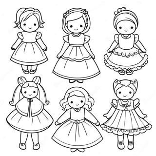 Cute Paper Dolls Coloring Page 6102-5039