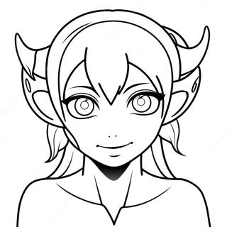 Anime Demon Girl With Fiery Eyes Coloring Page 61082-49143