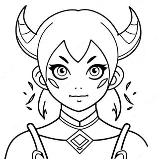 Anime Demon Girl With Fiery Eyes Coloring Page 61082-49144