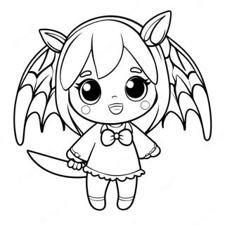 Cute Anime Demon Girl With Bat Wings Coloring Page 61083-49150