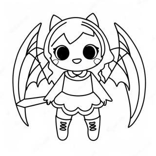 Cute Anime Demon Girl With Bat Wings Coloring Page 61083-49152