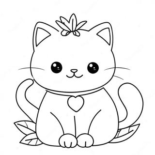 Cat With Flowers Coloring Pages