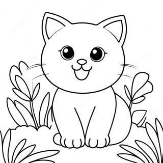 Playful Kitten Among Colorful Flowers Coloring Page 61123-49179