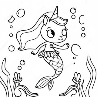 Sparkling Mermaid Unicorn Underwater Coloring Page 6112-5045