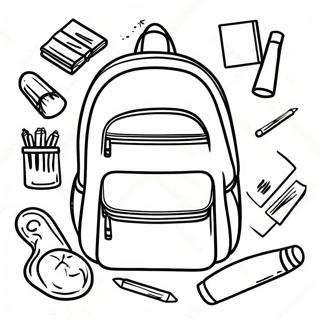 Colorful Backpack With Supplies Coloring Page 6122-5068