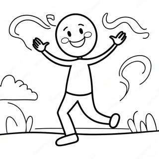 Happy Stick Figure Dancing Coloring Page 61233-49265