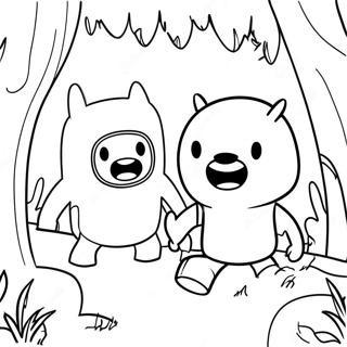 Finn And Jake Exploring A Mysterious Forest Coloring Page 612-489