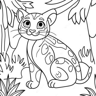 Playful Ocelot In Jungle Coloring Page 61323-49339