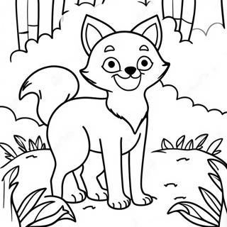 Playful Fox In A Forest Coloring Page 61333-49343