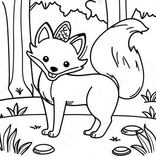 Playful Fox In A Forest Coloring Page 61333-49344