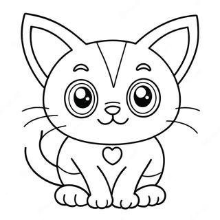 Cute Pop Cat With Big Eyes Coloring Page 61393-49396