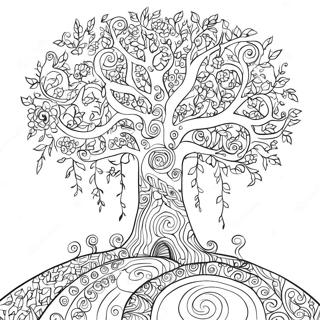 Colorful Gustav Klimt Tree Of Life Coloring Page 61443-49433