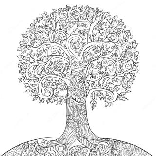 Colorful Gustav Klimt Tree Of Life Coloring Page 61443-49436