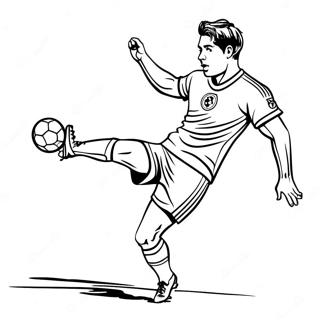 Realistic Football Player Kicking The Ball Coloring Page 61472-49452