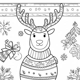 Festive Christmas Sweater With Reindeer Coloring Page 61503-49481