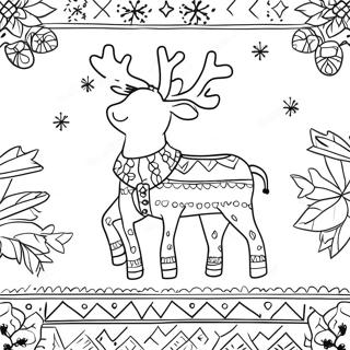 Festive Christmas Sweater With Reindeer Coloring Page 61503-49483