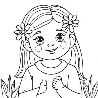 Cute Hannah With Flowers Coloring Page 61583-49549