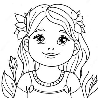 Cute Hannah With Flowers Coloring Page 61583-49550