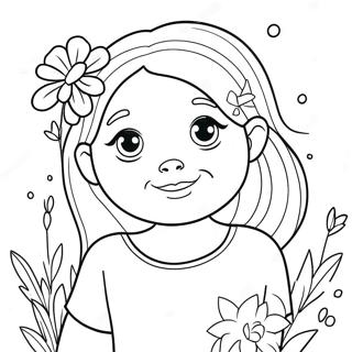 Cute Hannah With Flowers Coloring Page 61583-49551