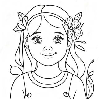 Cute Hannah With Flowers Coloring Page 61583-49552