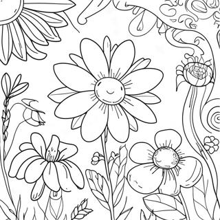 Whimsical Flowers In The Secret Garden Coloring Page 61623-49574