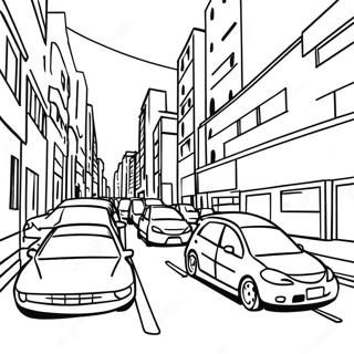 Busy Urban Street Coloring Page 61633-49587