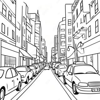 Busy Urban Street Coloring Page 61633-49588