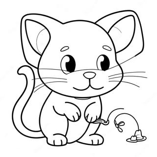 Playful Cat And Sneaky Mouse Coloring Page 61673-49609