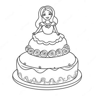 Barbie Cake Decorating Coloring Page 61782-49690