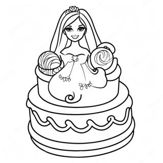 Barbie Cake Decorating Coloring Page 61782-49691