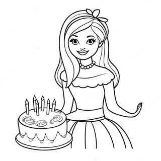 Barbie Birthday Cake Coloring Page 61783-49698