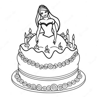 Barbie Birthday Cake Coloring Page 61783-49699