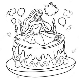 Barbie Birthday Cake Coloring Page 61783-49700