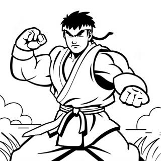 Ryu In Fierce Battle Pose Coloring Page 61793-49704