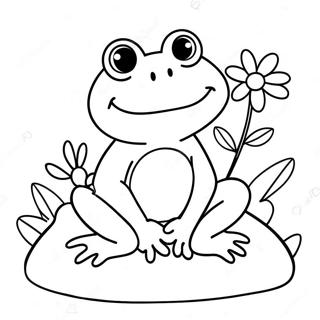 Cute Sweet Frog With Flowers Coloring Page 61863-49755