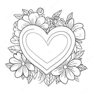 Colorful Heartsping With Flowers Coloring Page 61993-49858