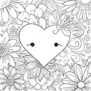 Colorful Heartsping With Flowers Coloring Page 61993-49859