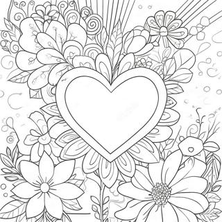 Colorful Heartsping With Flowers Coloring Page 61993-49860