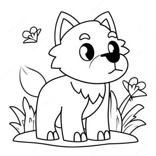 Cute Minecraft Wolf With Flowers Coloring Page 62033-49892