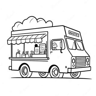 Colorful Food Truck With Happy Customers Coloring Page 62103-49951