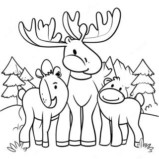 Adorable Moose Family Coloring Page 6212-5125