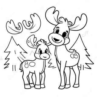 Adorable Moose Family Coloring Page 6212-5126